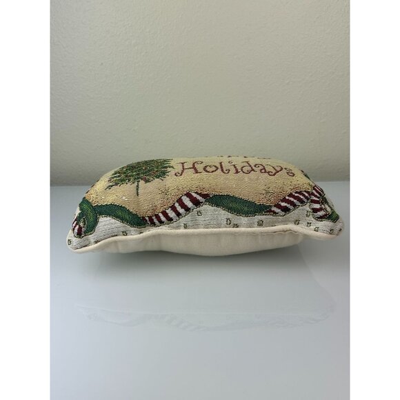 Happy Holidays Tapestry Rectangular Christmas Tree Pillow  11.5 x 7.5 Decor - Picture 15 of 16